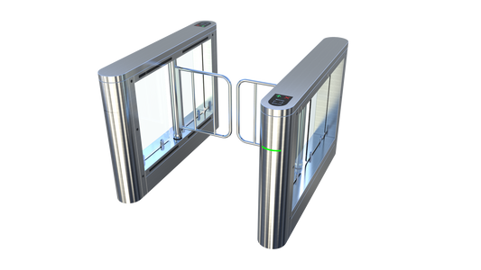 Evolve ES200 External Speed Lane Gate with stainless steel design for outdoor use.