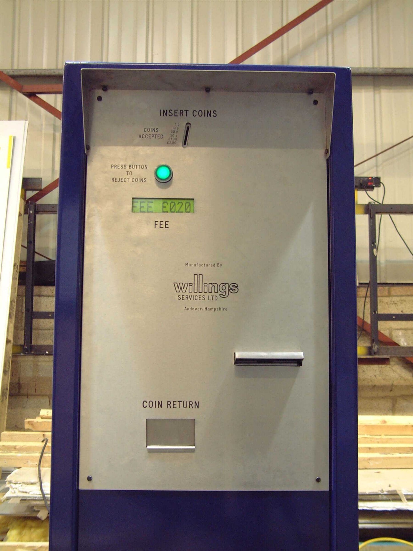 CPS200 Pay On Exit System with coin-operated payment interface in industrial setting.