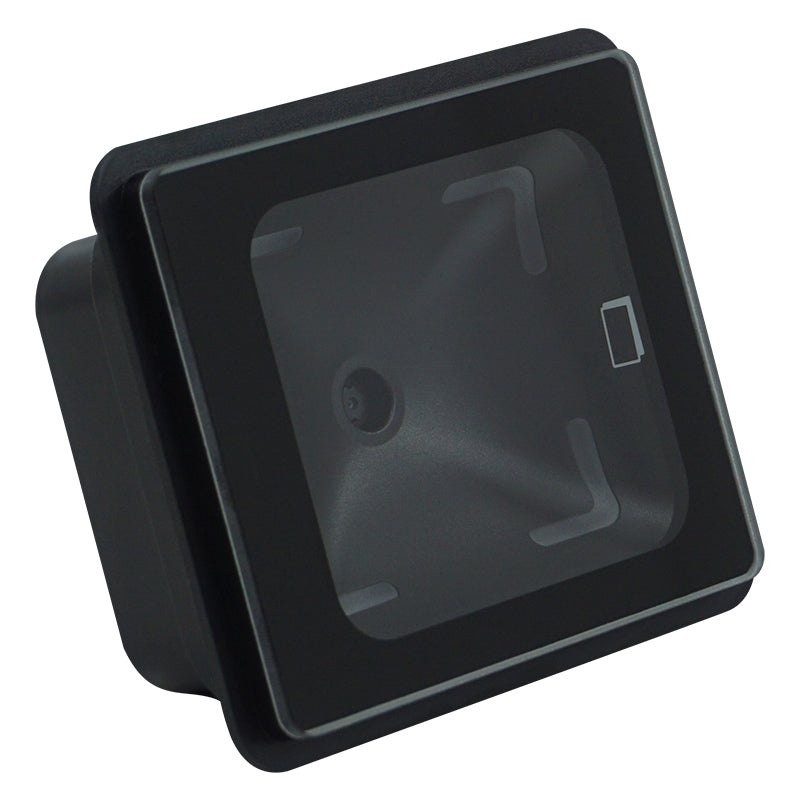 QR120 QR Code Reader QR120 Embedded QR Code Reader Evolve QR120 Embedded QR Code Reader with black finish and tempered glass design.