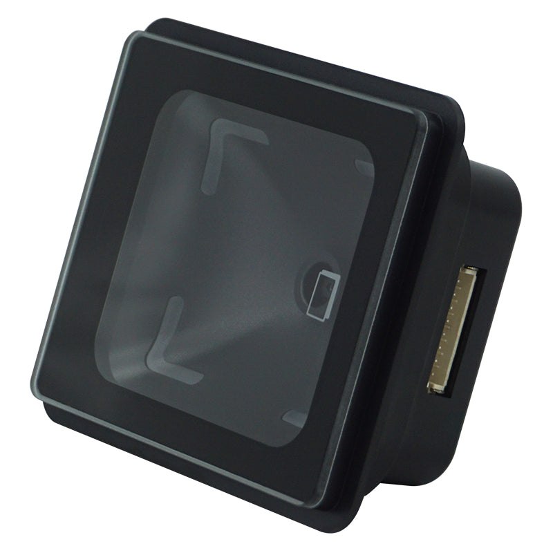 QR120 QR Code Reader QR120 Embedded QR Code Reader Evolve QR120 Embedded QR Code Reader with black finish and tempered glass construction.