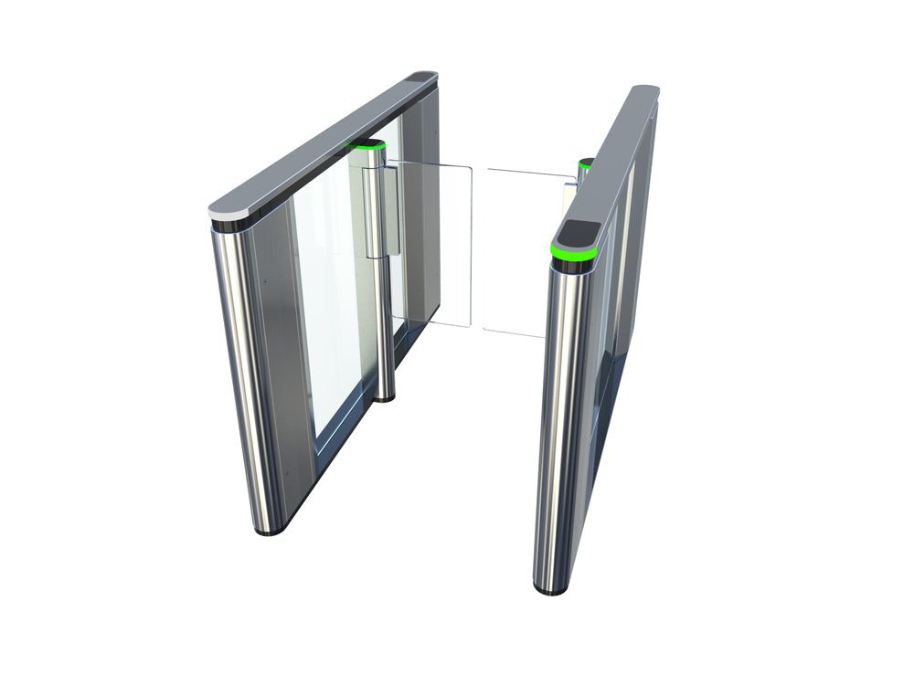 PG500 Compact Speed Gate for bi-directional pedestrian access in corporate settings.