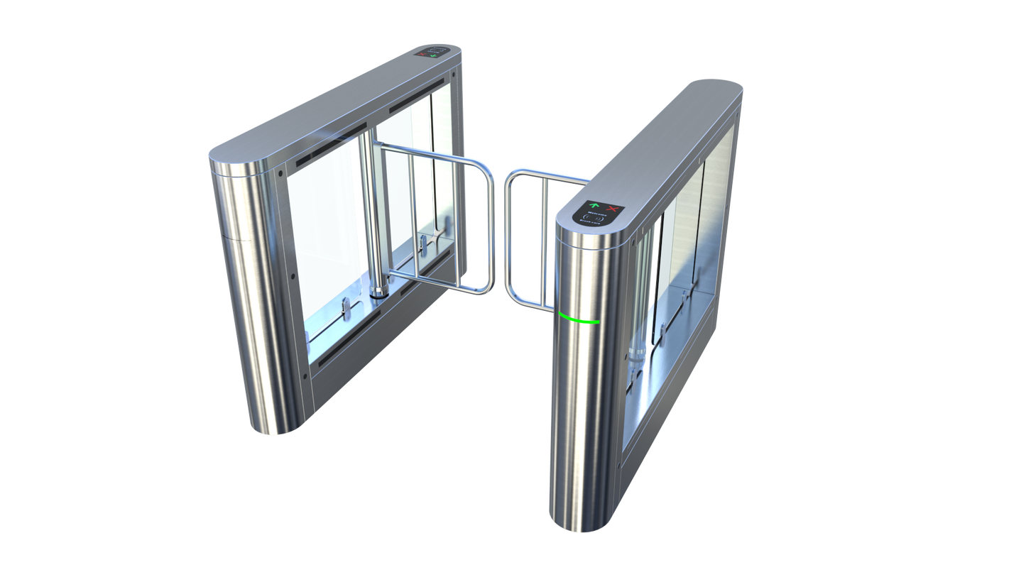 ES200 External Speed Lane Gate with stainless steel design and access control compatibility.