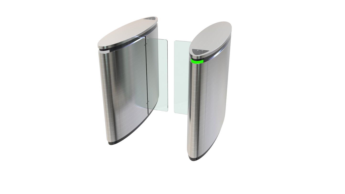 RG200 Retractable Gate with sleek design, 600mm lane width, and enhanced safety features for corporate environments.