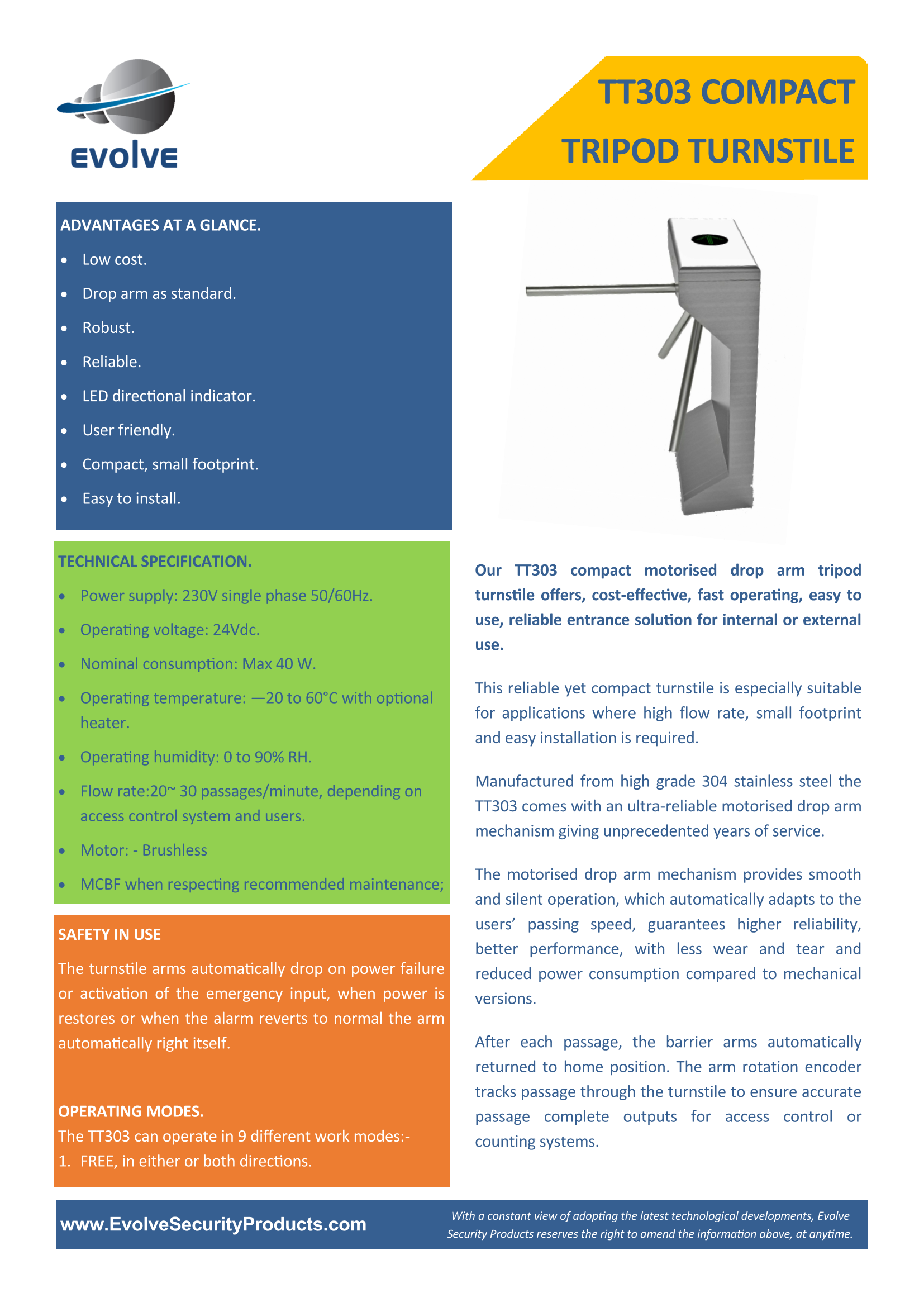 Evolve - TT301 Tripod Turnstile