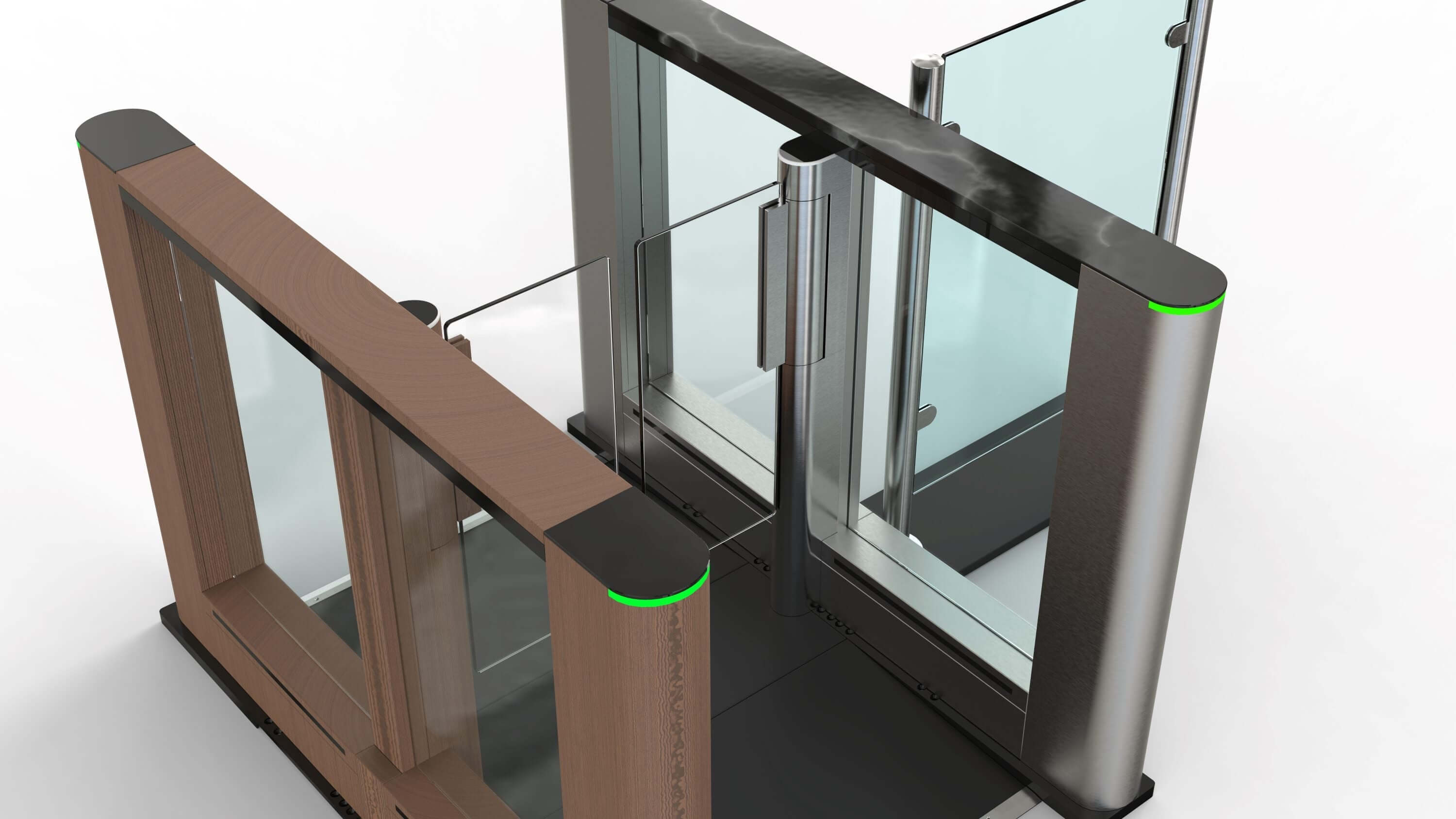 Secure access solutions featuring a modern design for speedlanes and turnstiles with custom finishes.