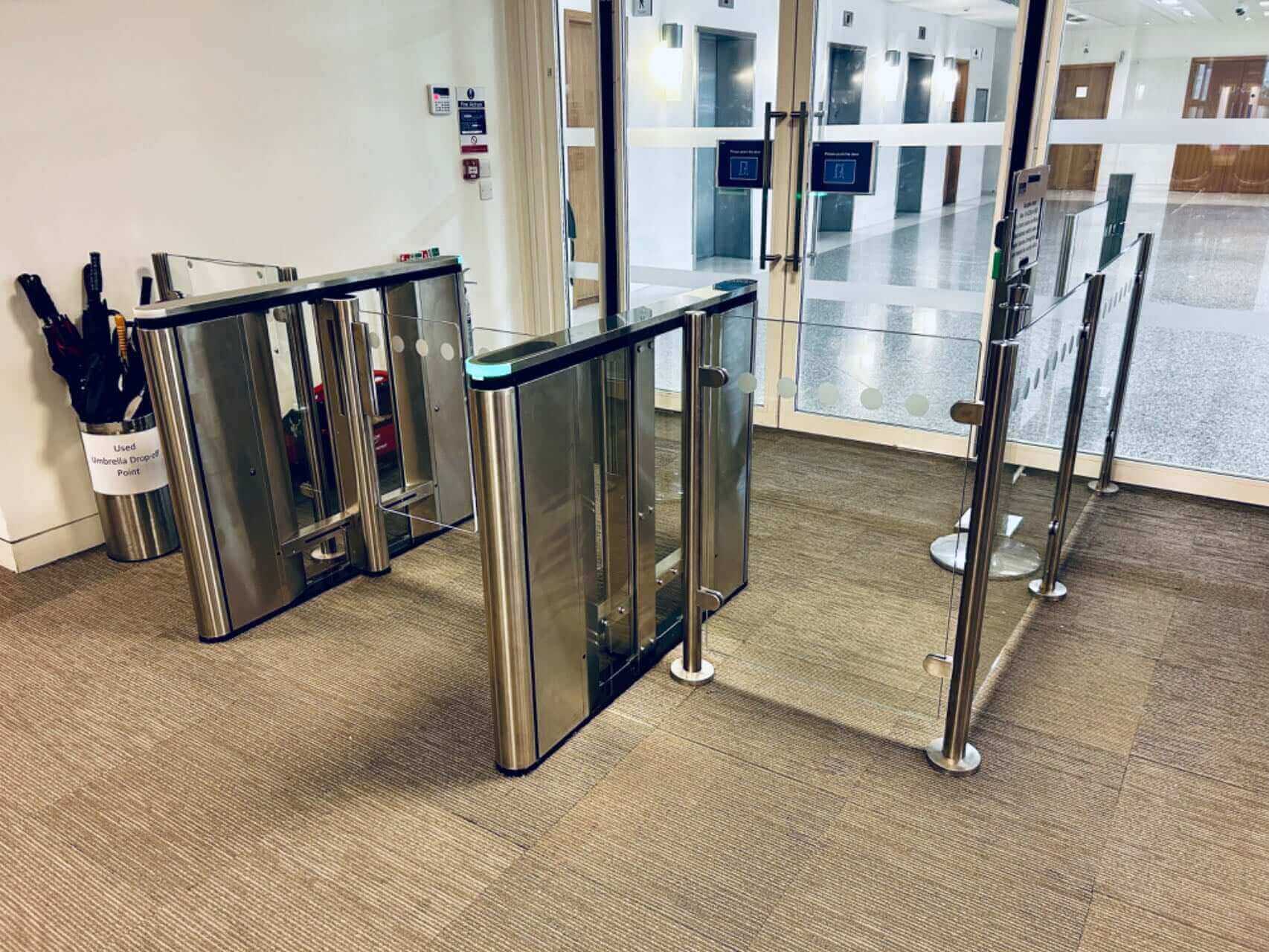Evolve PG500 Speed Lane Gate Latest News showcasing modern entrance design and functionality.