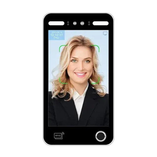AI X1 Face Recognition Access Control Evolve Face Recognition AI X1 access control device with facial recognition display.