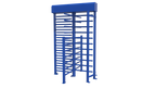 FT100 Full Height Turnstile by Evolve UK in blue, designed for secure perimeter access control.