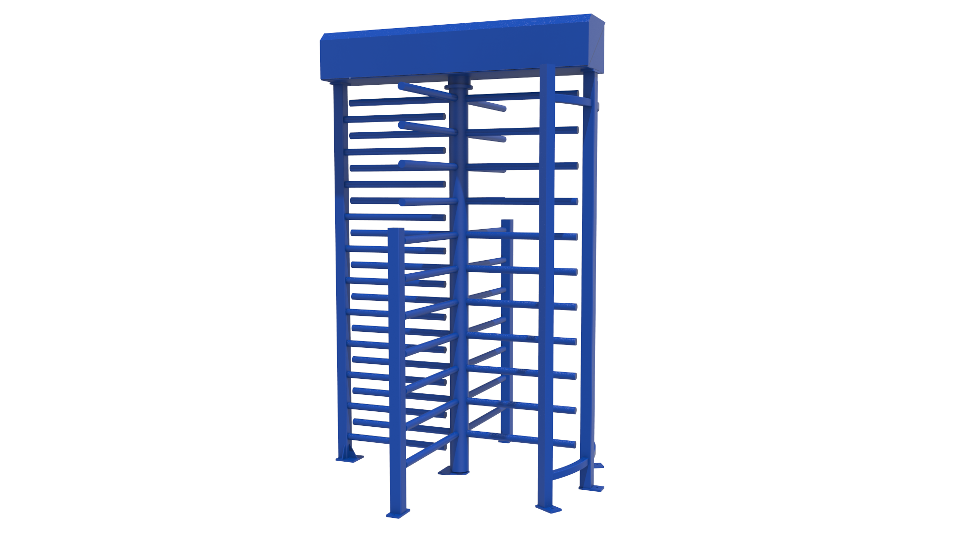 FT100 Full Height Turnstile by Evolve UK in blue, designed for secure perimeter access control.