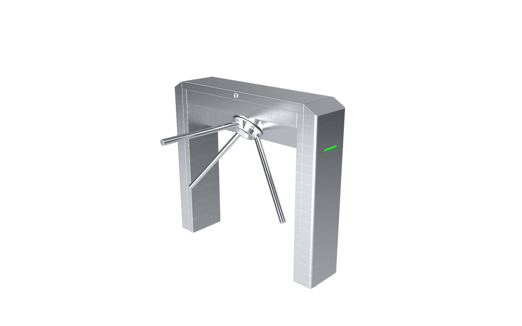 TT301 Tripod Turnstile for secure entrance control, featuring a stainless steel design and three rotating arms.