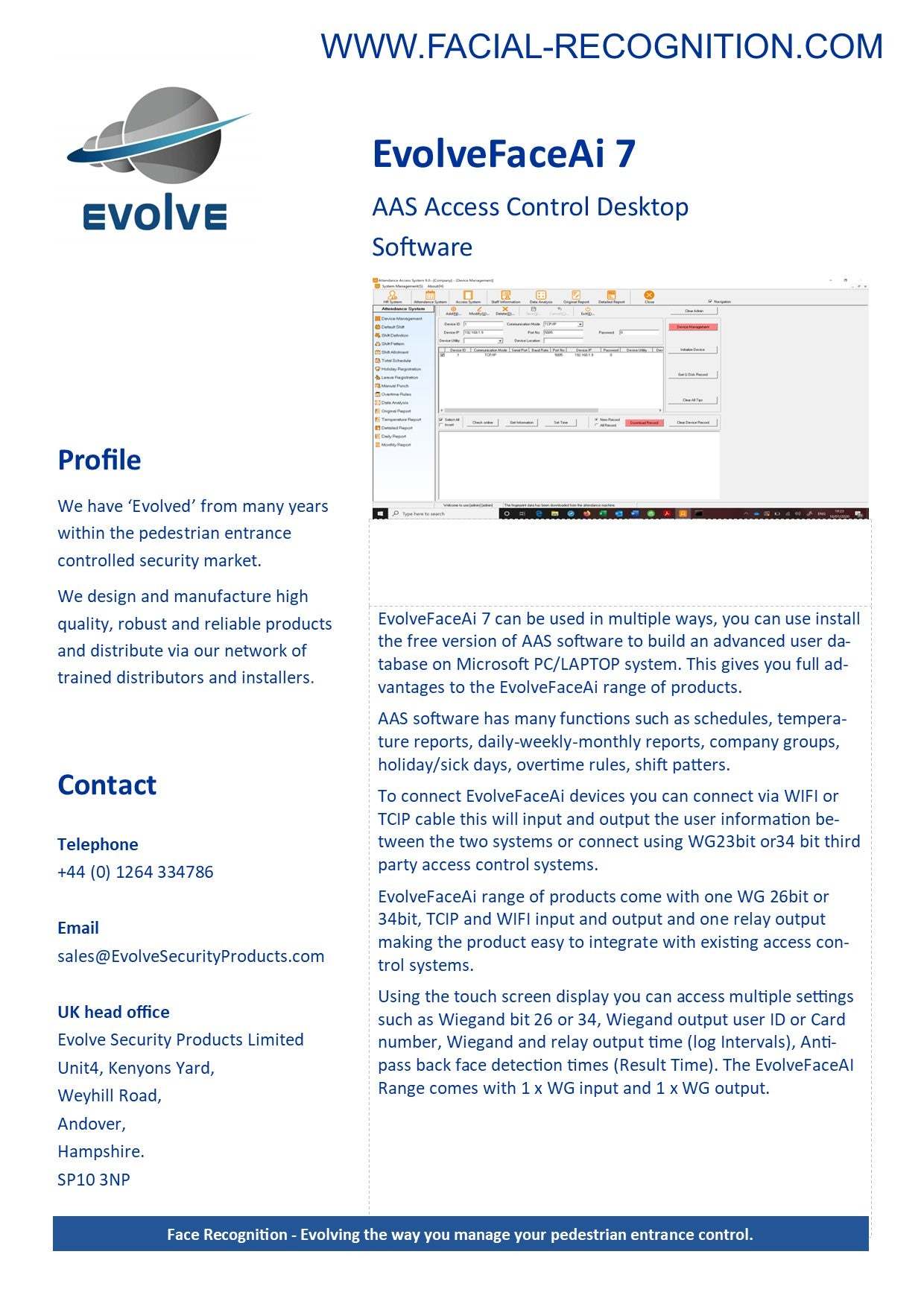 EvolveFaceAI 7 - Finger & Face Recognition Access Control