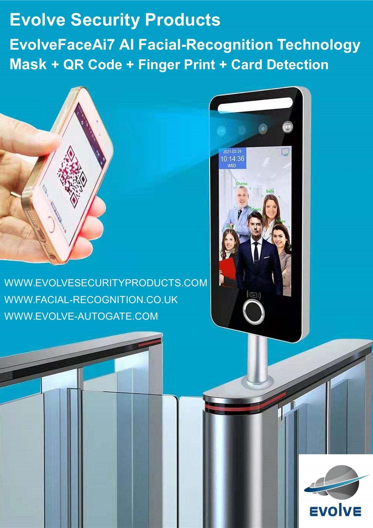 EvolveFaceAI 7 - Finger & Face Recognition Access Control