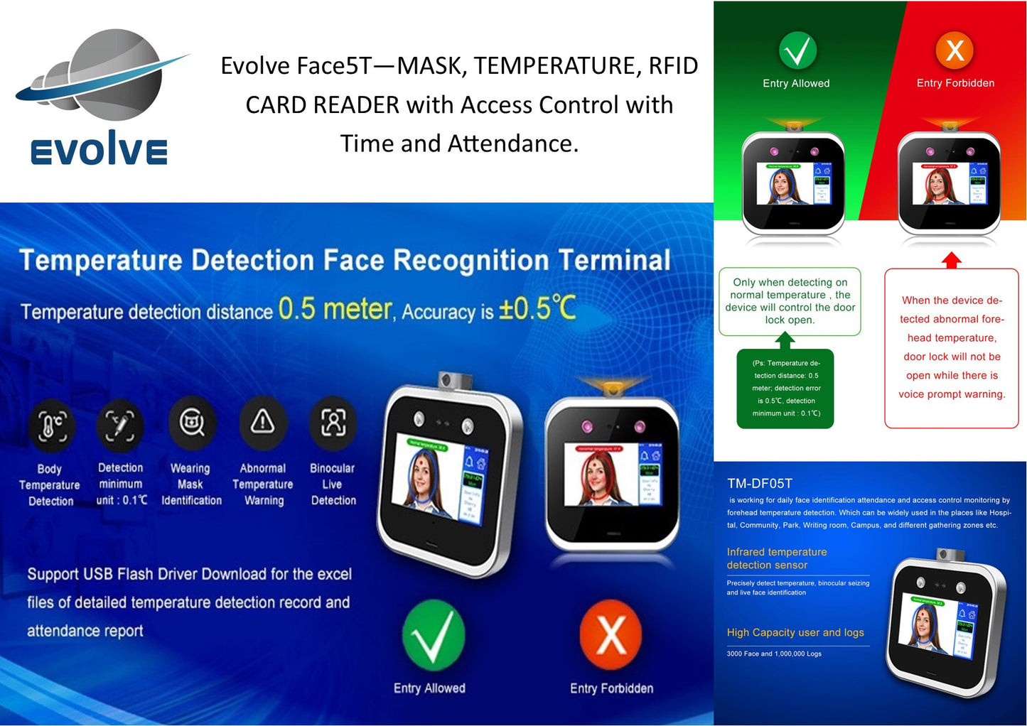 EvolveFace 5T Temperature and Mask