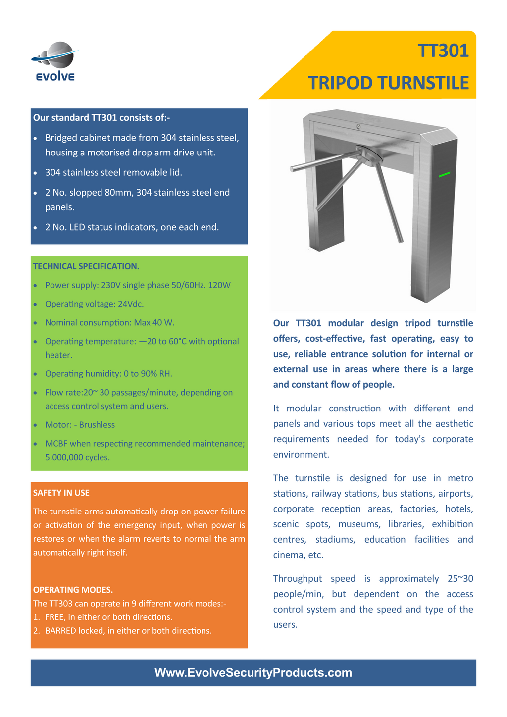 Evolve - TT301 Tripod Turnstile
