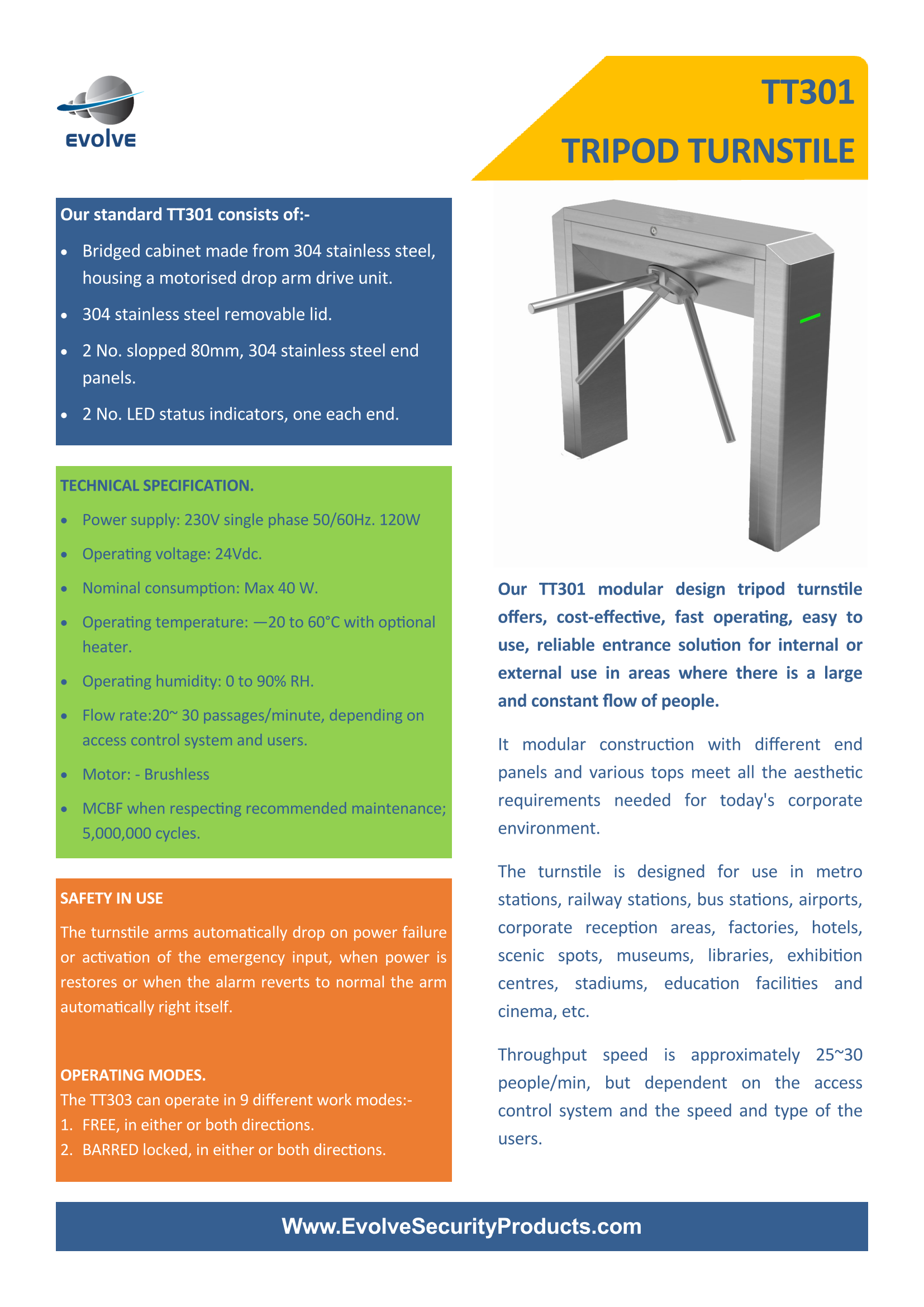Evolve - TT301 Tripod Turnstile