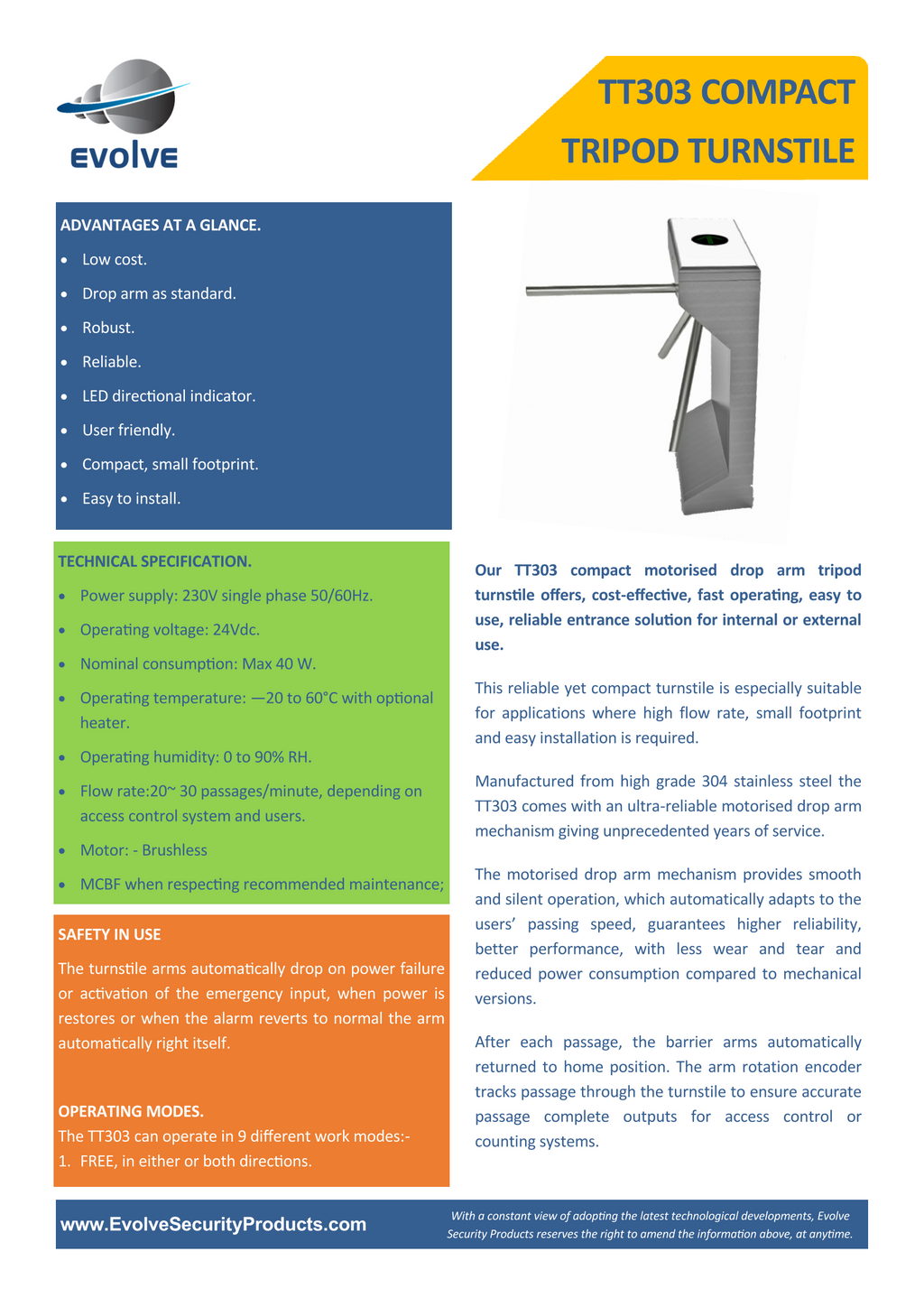 Evolve - TT301 Tripod Turnstile